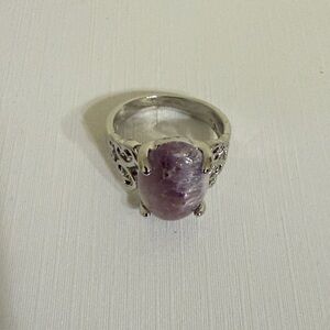 Elegant Silver and Royal Purple Women's Ring